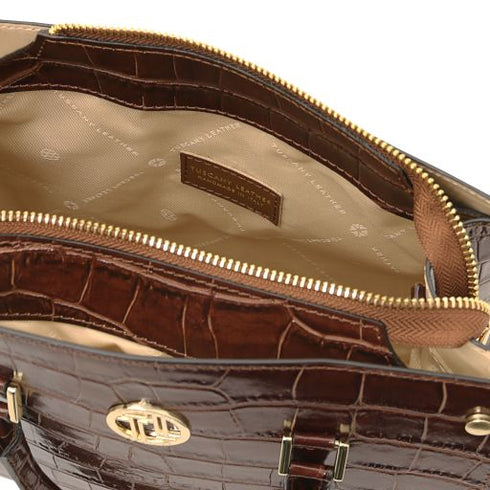 Croque - Croc print leather handbag
